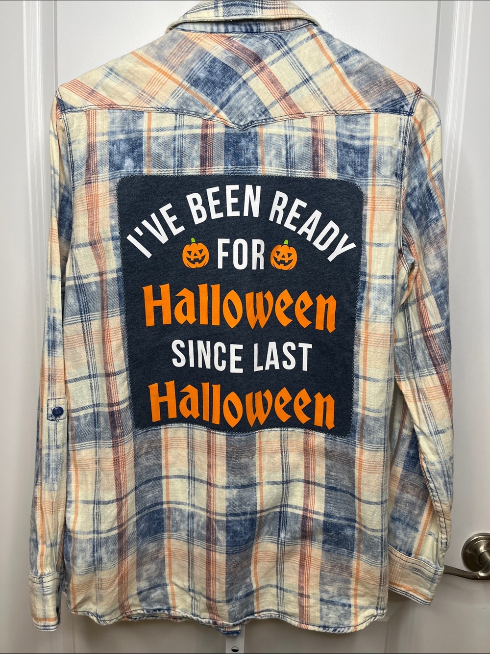 Upcycled “I’ve Been Ready..” Halloween One-of-a-Kind Women’s Button-down Shirt 🎃